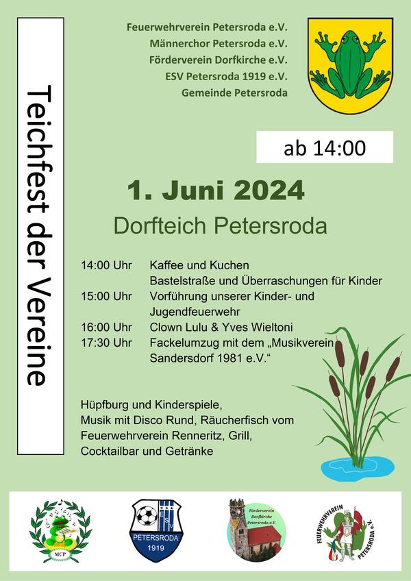 Plakat zum Teichfest 2024 in Petersroda