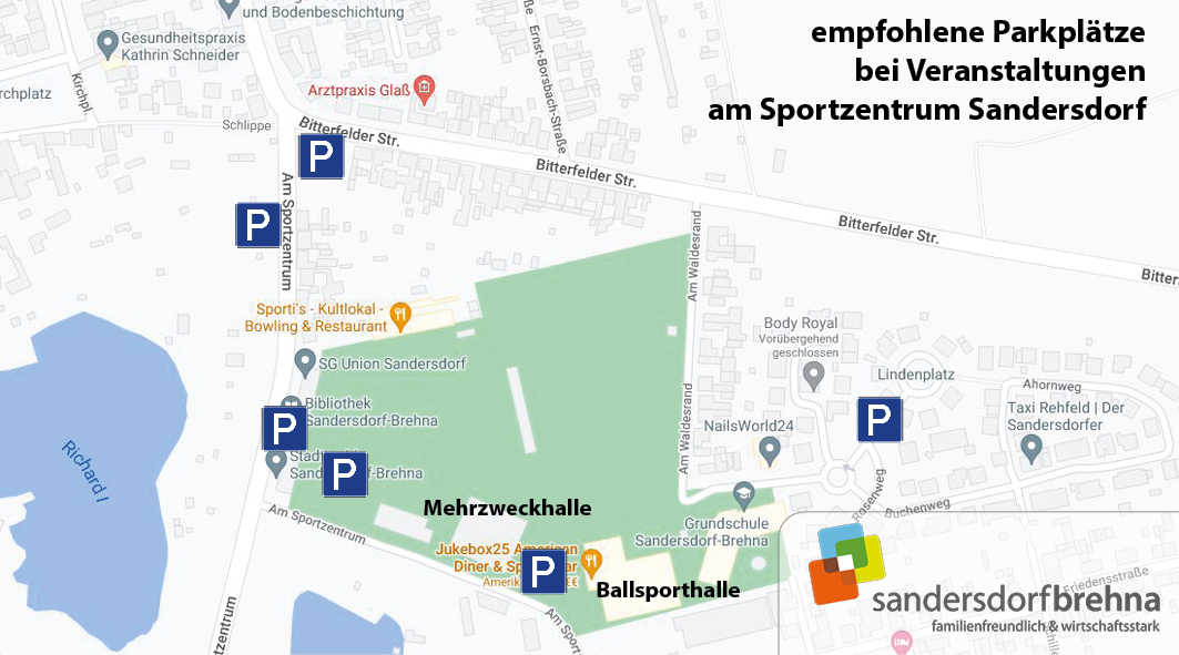 Bild vergrößern: Parkpltze am Sportzentrum Sandersdorf