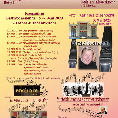 Bild vergrößern: Programmplakat 20 Jahre Autobahnkirche Brehna