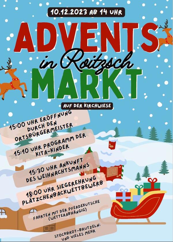 Bild vergrößern: Programm zum Adventsmarkt in Roitzsch