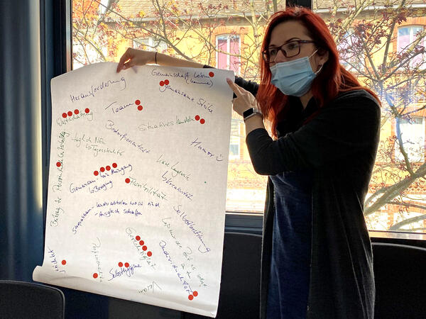 Bild vergrößern: Sabine Montag prsentiert das visuelle Ergebnis