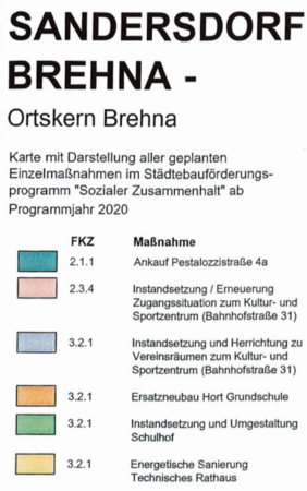 Bild vergrößern: Erläuterung zur Karte Brehna Städtebauförderung