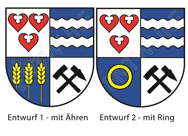 Die beiden Wappenentwürfe, die zur Abstimmung stehen.