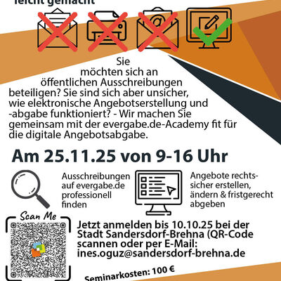 Veranstaltungsplakat zur E-Vergabe / Seminar