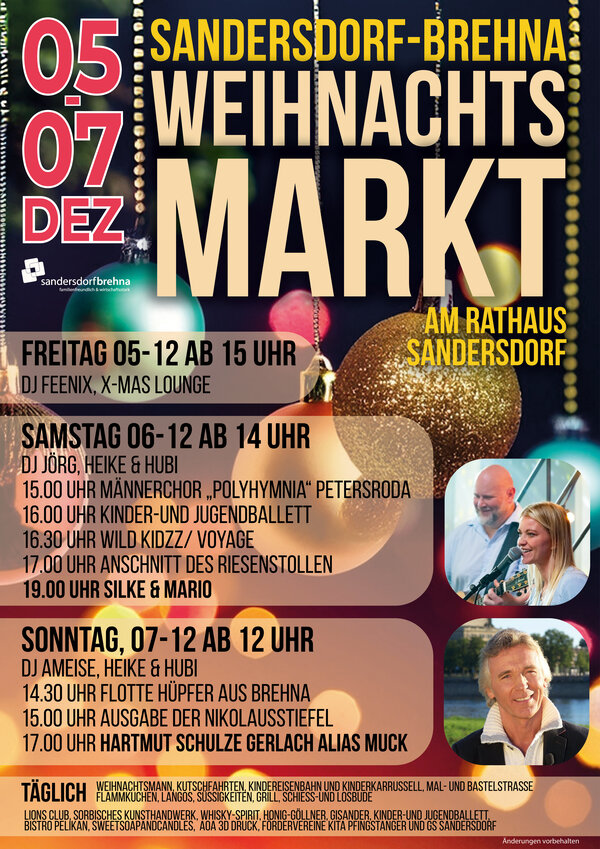 Programmplakat zum Weihnachtsmarkt Sandersdorf 2025