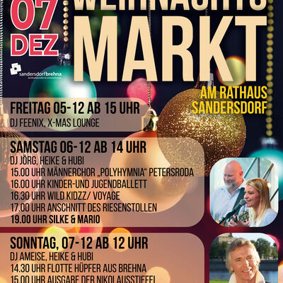 Programmplakat zum Weihnachtsmarkt Sandersdorf 2025
