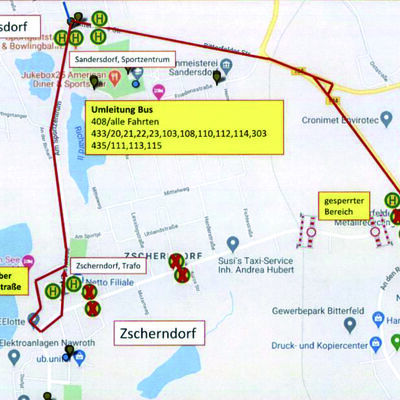 Bild vergrößern: Umleitung Zscherndorf