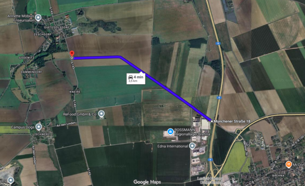 Sperrung im Industriegebiet wegen Asphaltreparaturarbeiten in der Gemarkung Brehna