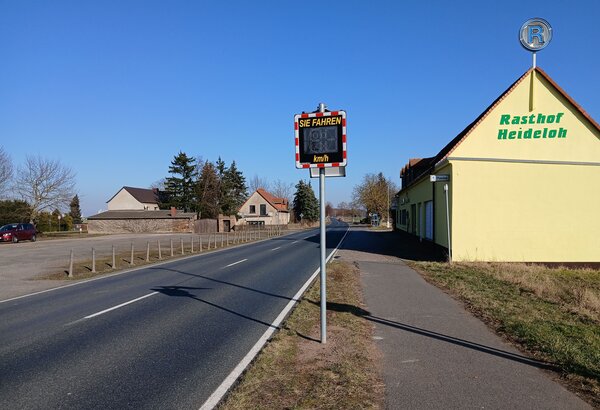 Geschwindigkeitstafel in Heideloh 2026
