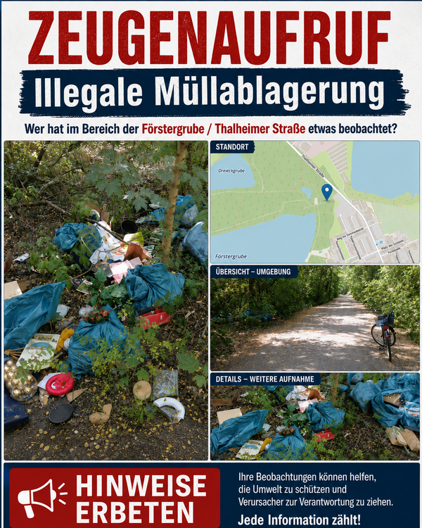 Bild vergr&ouml;&szlig;ern: Zeugenaufruf: Illegale M�llablagerung im Bereich F�rstergrube / Thalheimer Stra�e