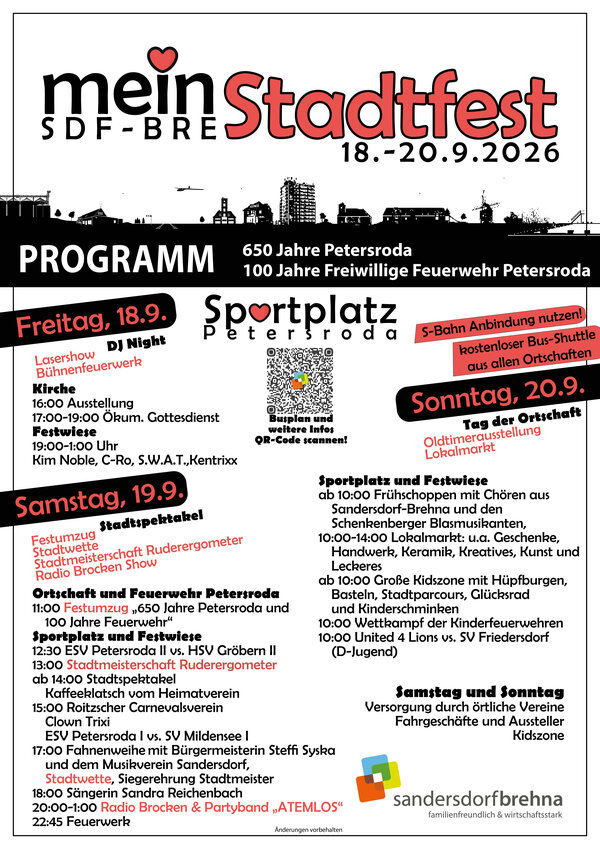 Programmplakat zum Stadtfest 2026 in Petersroda