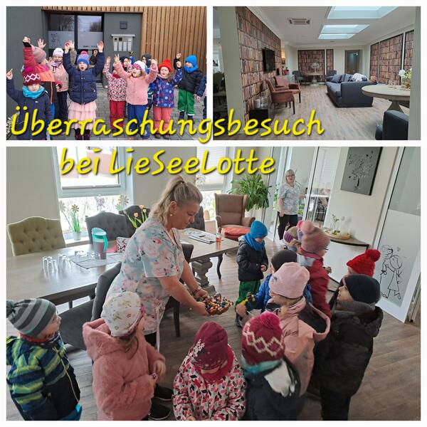 Bild vergrößern: Collage - Ausflug der Regenbogenkinder zur LieSeeLotte